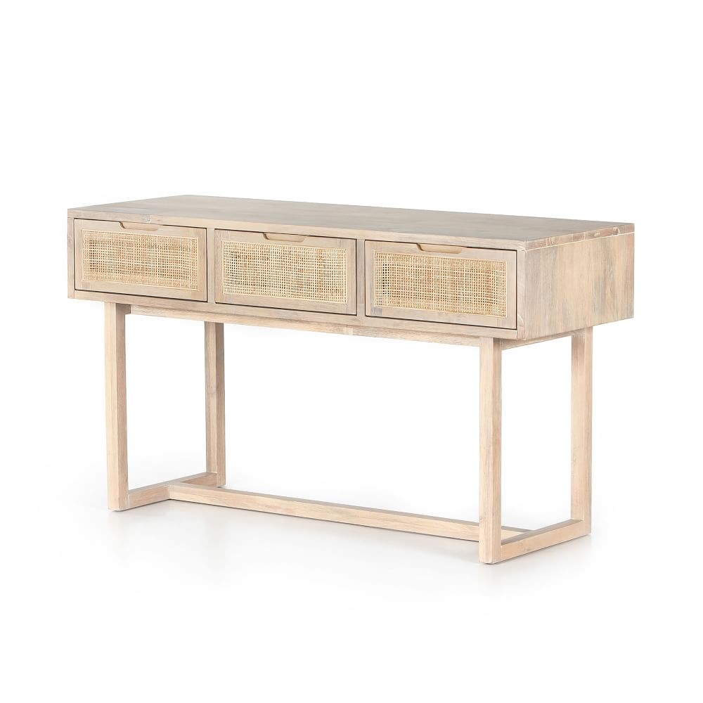 Yvette 54" Console Table, White Wash - Image 0