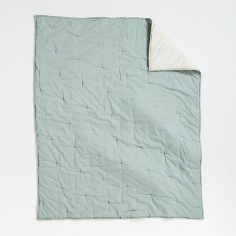 Blue Mini Tuft Organic Crib Blanket - Image 3