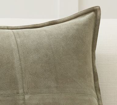 Pieced Suede Pillow Cover, 20", Cypress - Image 1