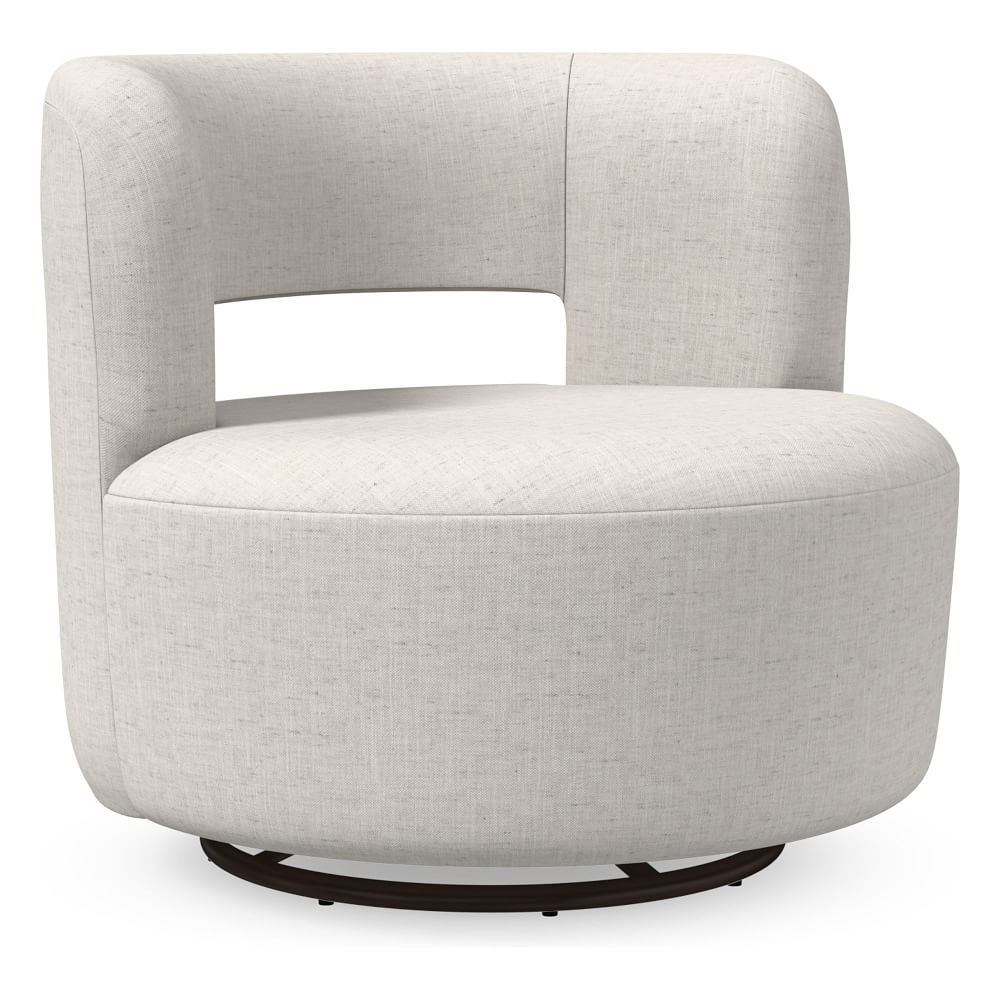 Millie Swivel Chair, Poly, Performance Coastal Linen, White, Concealed Supports - Image 0