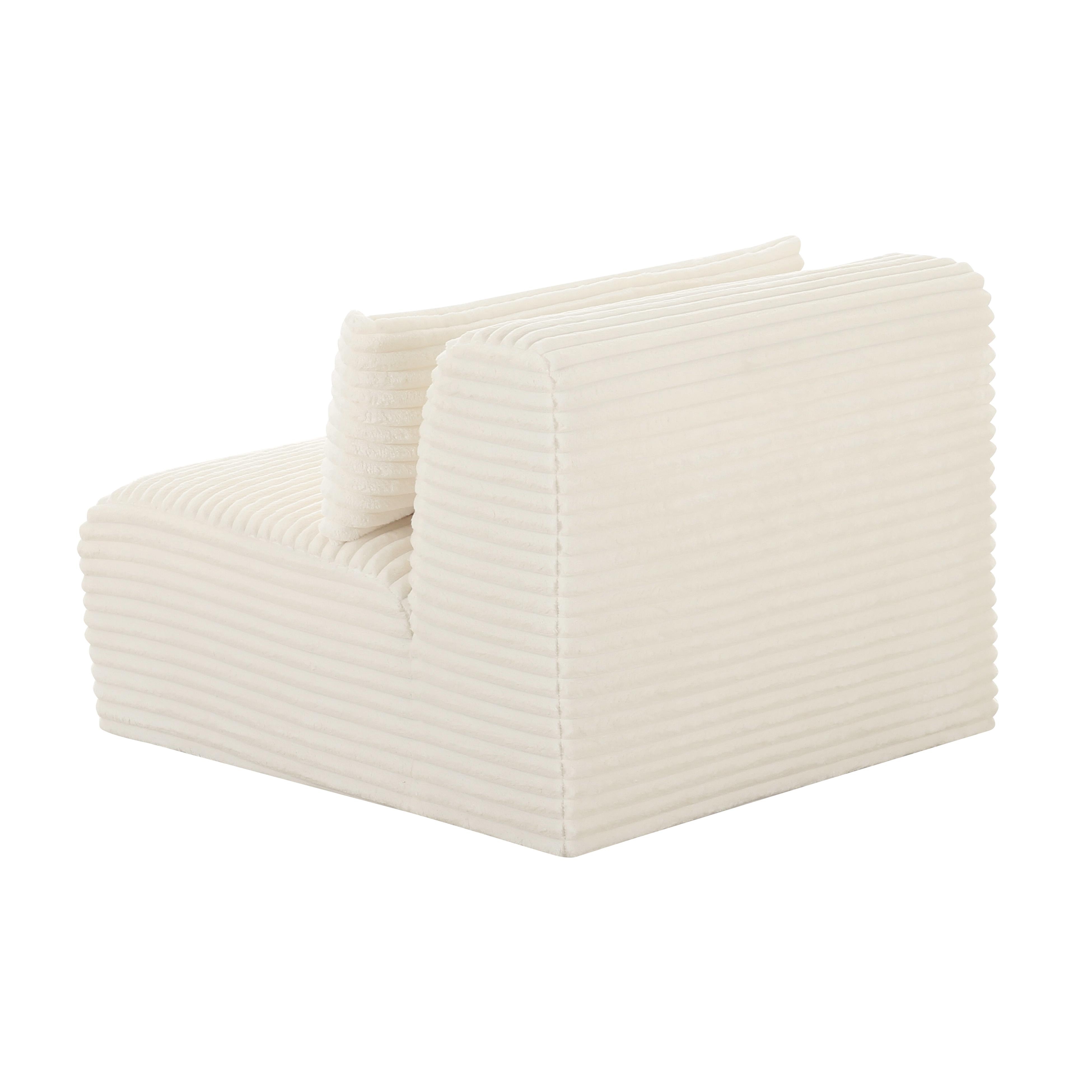 Tarra Fluffy Oversized Cream Corduroy Modular Armless Chair - Image 2