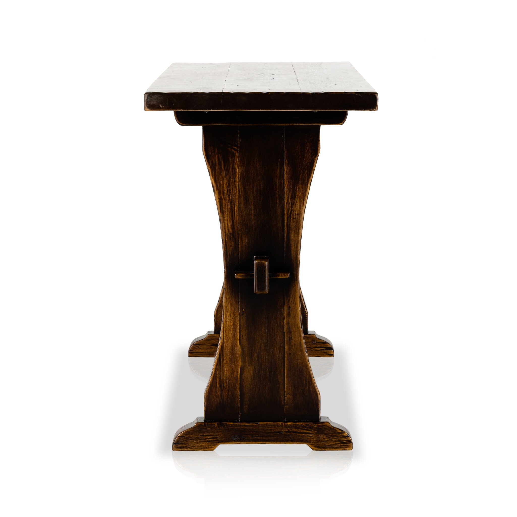 Trestle Console Table - Distressed Walnut - Image 5