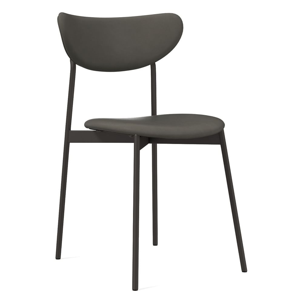 Modern Petal Fully Upholstered Dining Chair, Vegan Leather, Cinder, Dark Bronze - Image 0