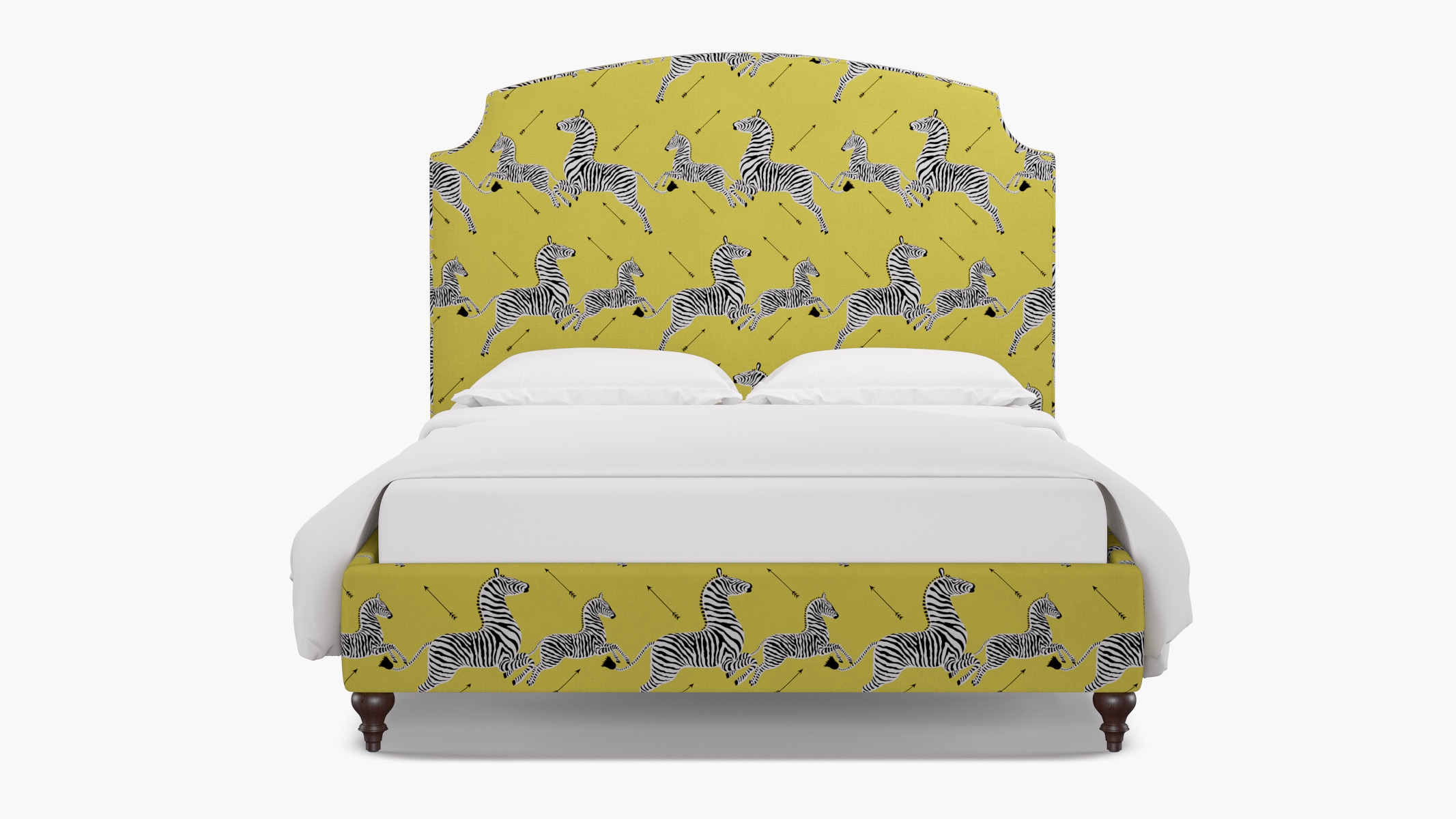 Cove Bed, Yellow Zebra, Espresso Traditional Turned Leg, Queen - Image 0