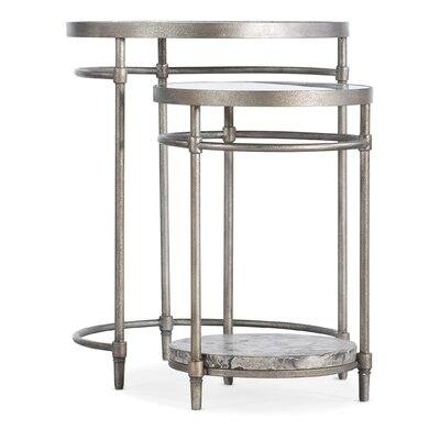 Glass Top 3 Legs Nesting Tables with Storage