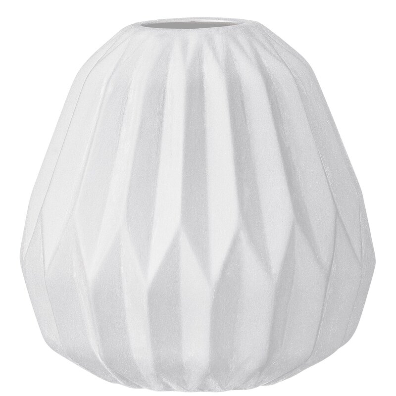 Small White Fluted Ceramic Vase - Image 0