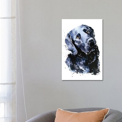 Black Labrador Patiently Waiting by EdsWatercolours - Print - Image 0