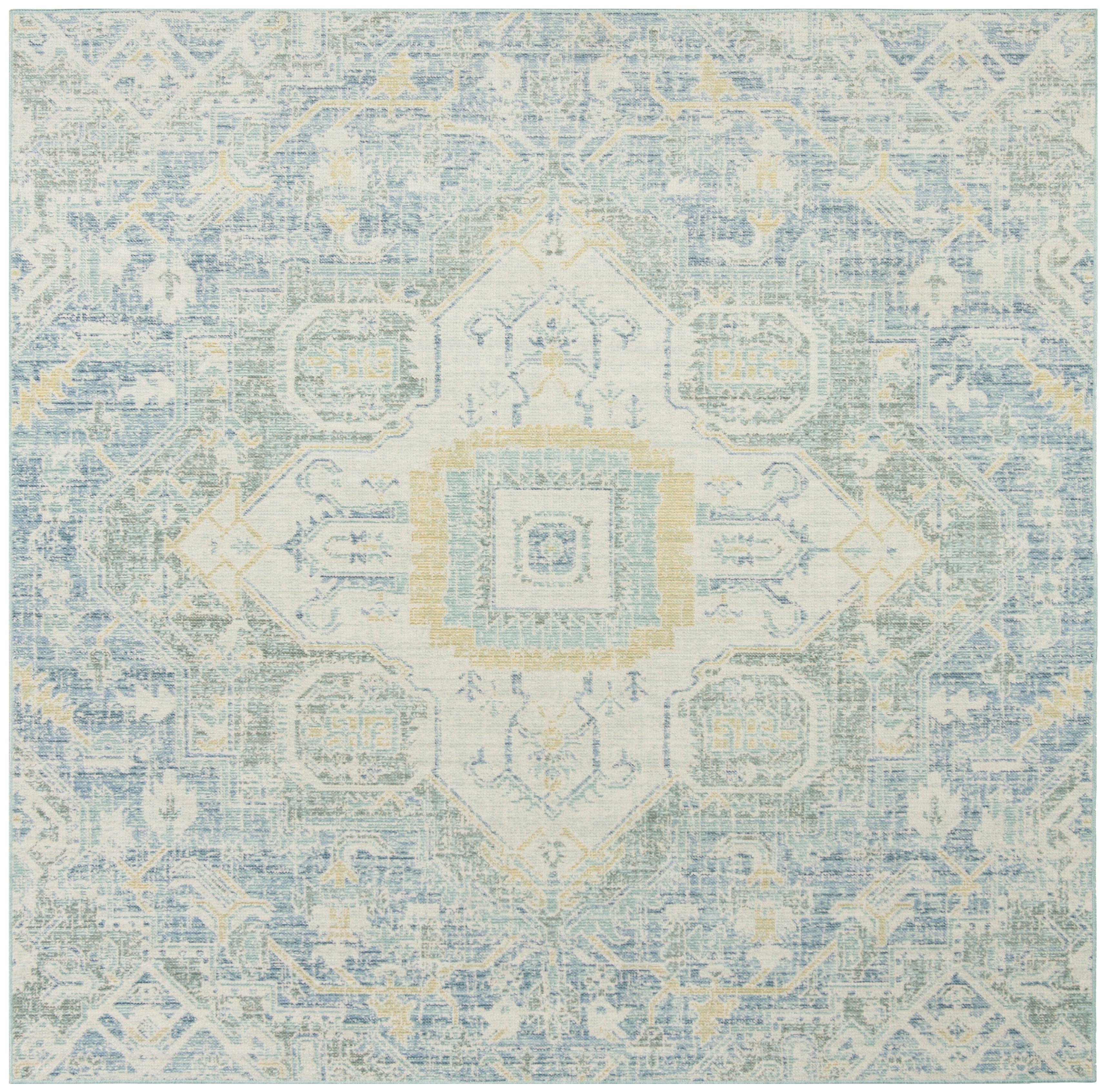 Arlo Home Woven Area Rug, WDS329J, Blue/Lime,  6' X 6' Square - Image 0