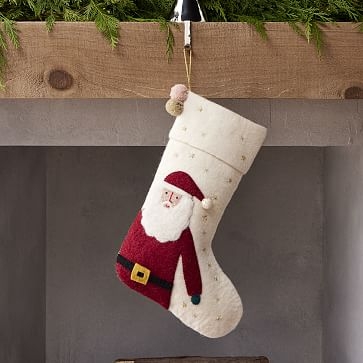 Meri Meri Santa Clause Stockings, Felt, Stone White - Image 1