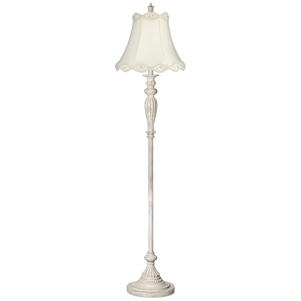 360 Lighting Vintage Chic 60" Cream Shade Antique White Floor Lamp - Image 0