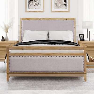 Hazel Solid Wood and Upholstered Low Profile Storage Sleigh Standard Bed - Image 0