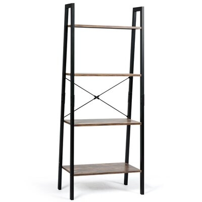 4-Tier Ladder Shelf Ladder Bookcase Bookshelf Display Rack Plant Stand - Image 0