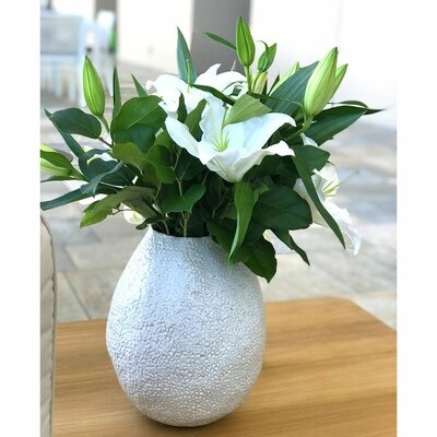 Langka White 11.75'' Indoor / Outdoor Ceramic Table Vase - Image 0