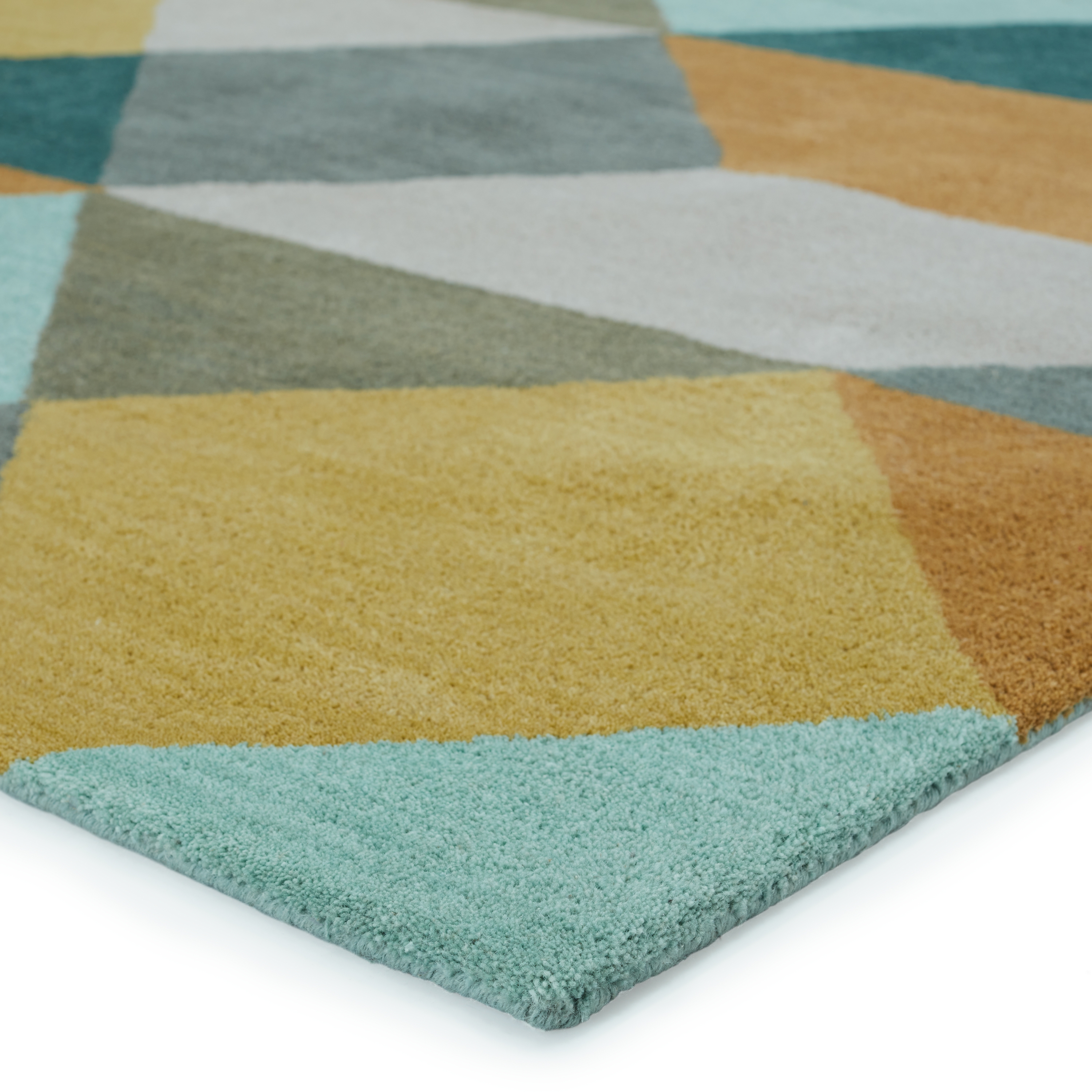 Luli Sanchez By Ojo LST16 Handmade Tribal Gold and Teal Area Rug (8'x11') - Image 1