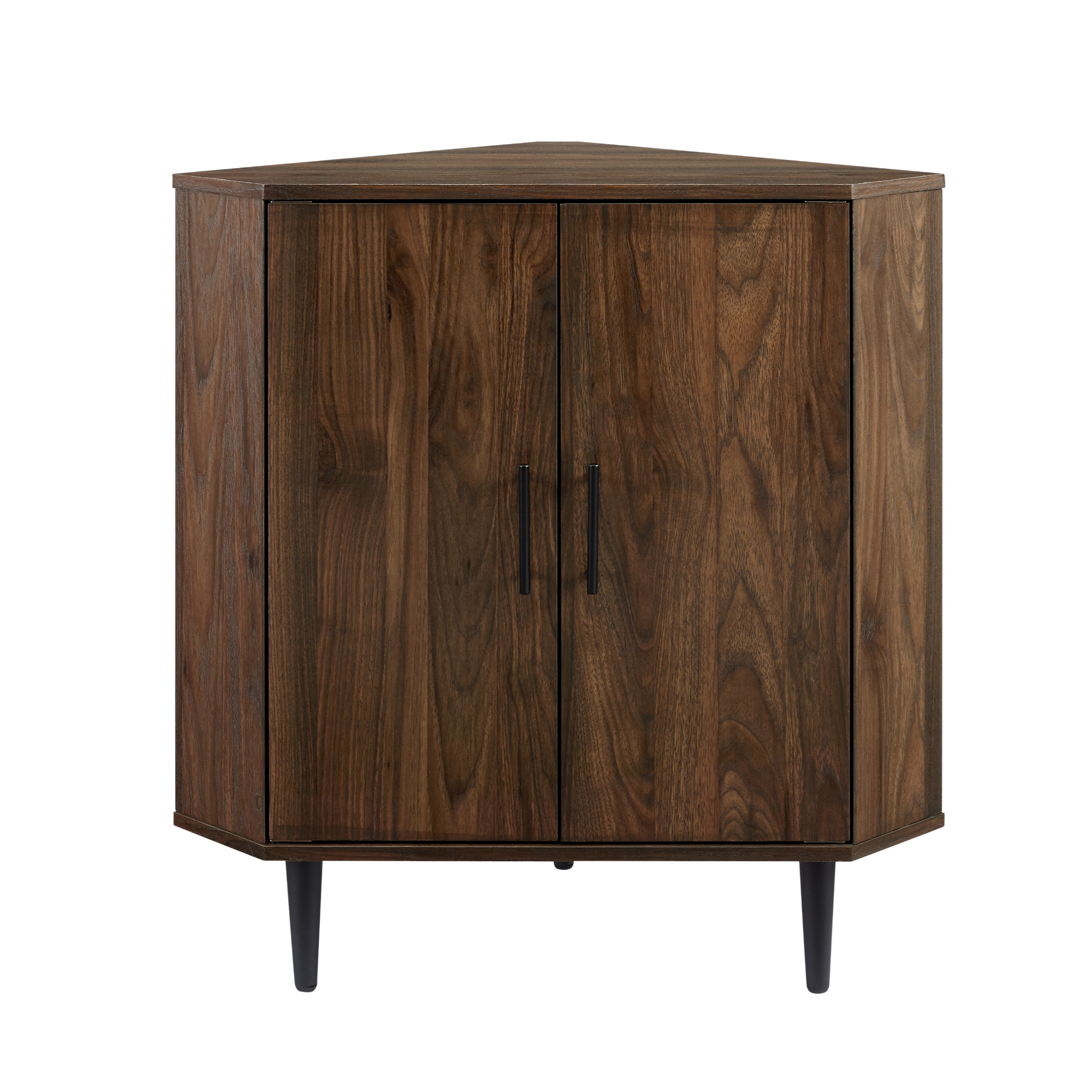 Contemporary Double Door Corner Accent Cabinet – Dark Walnut - Image 1