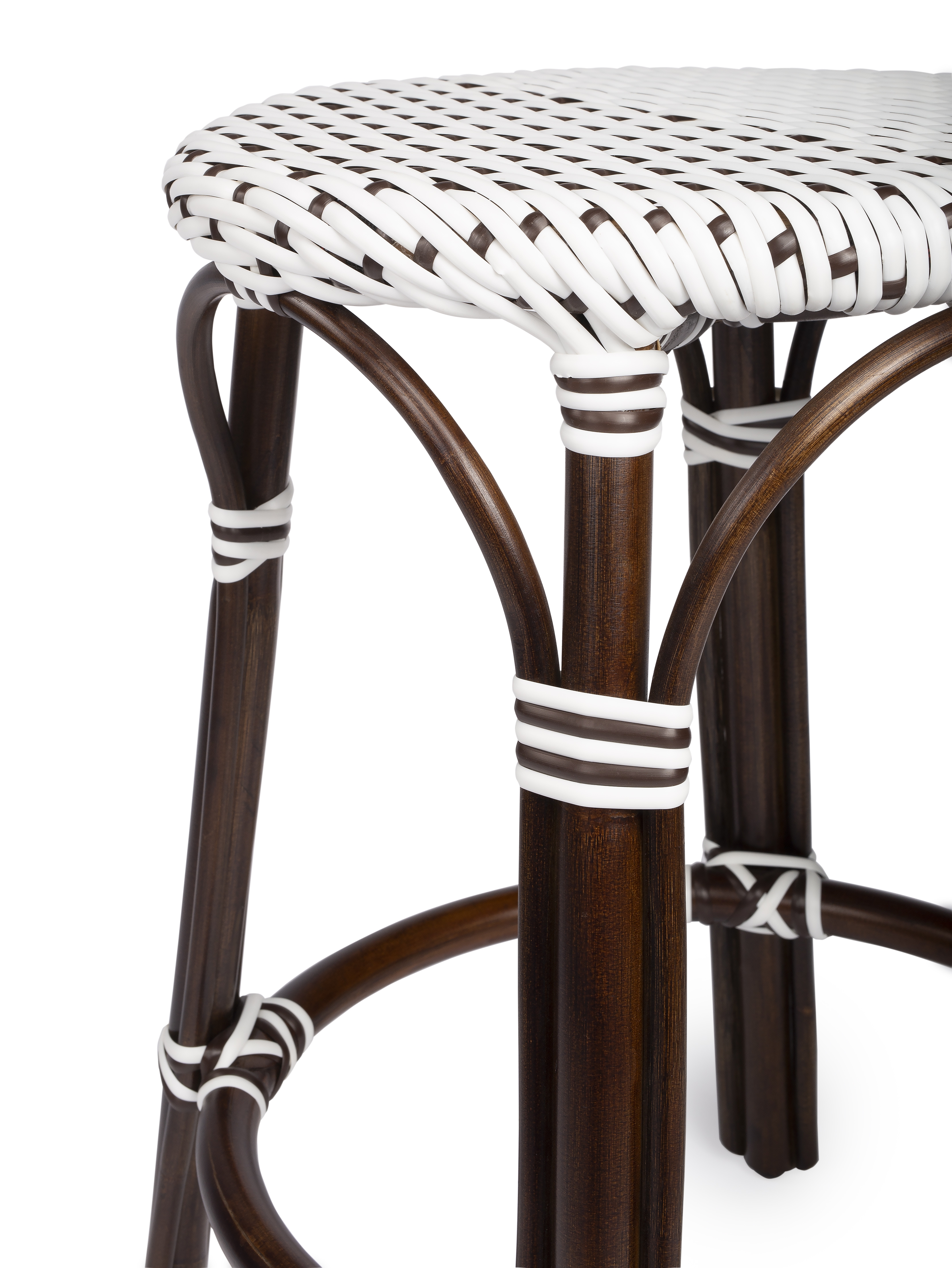 Tobias White/Brown Dot / Dark Brown Rattan Frame Counter Stool - Image 2