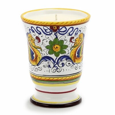 Deruta Candles: Bell Cup Candle ~ Deruta Raffaellesco  Design - Sicilian Orange - Image 0