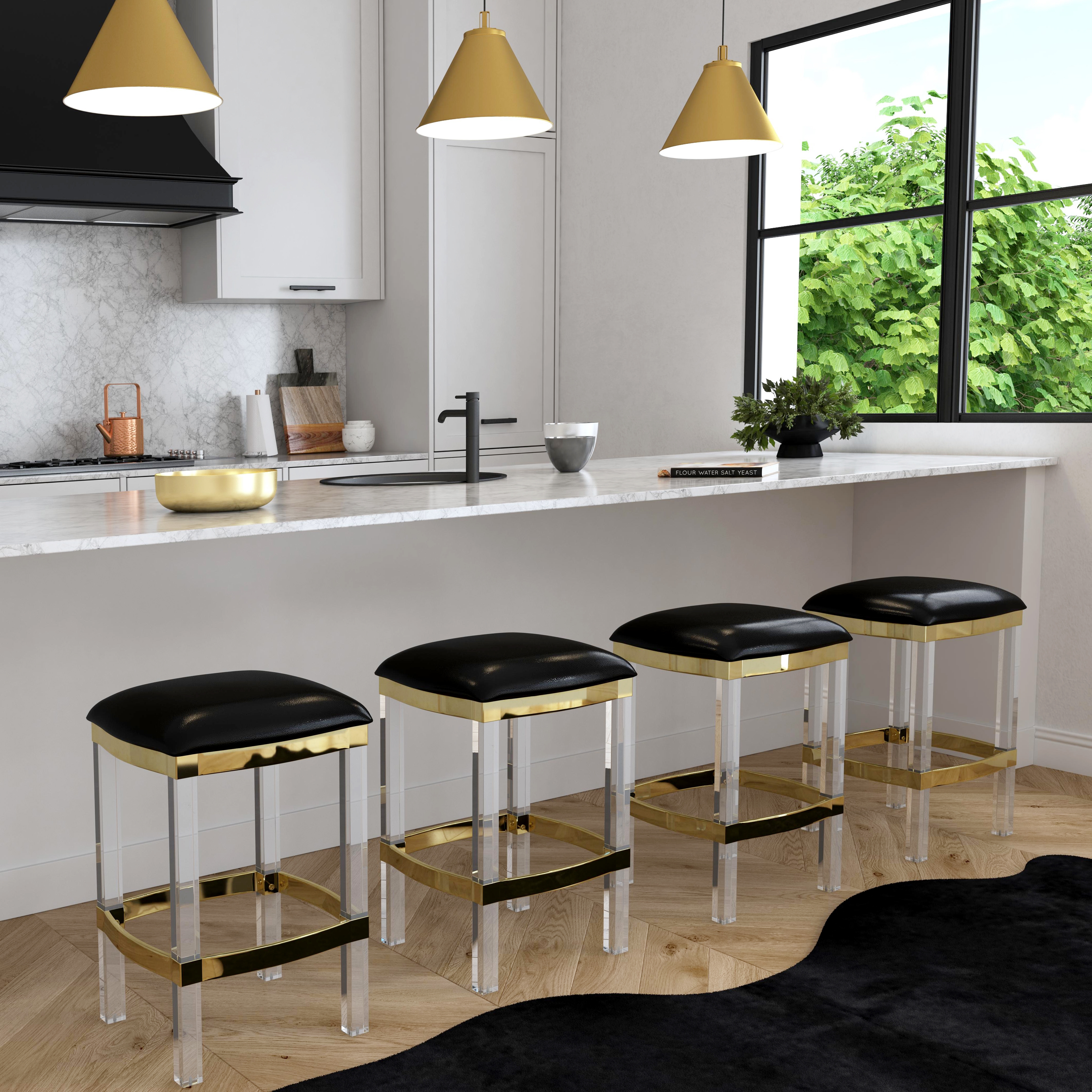 Jordan Black Leather Counter Stool - Image 3