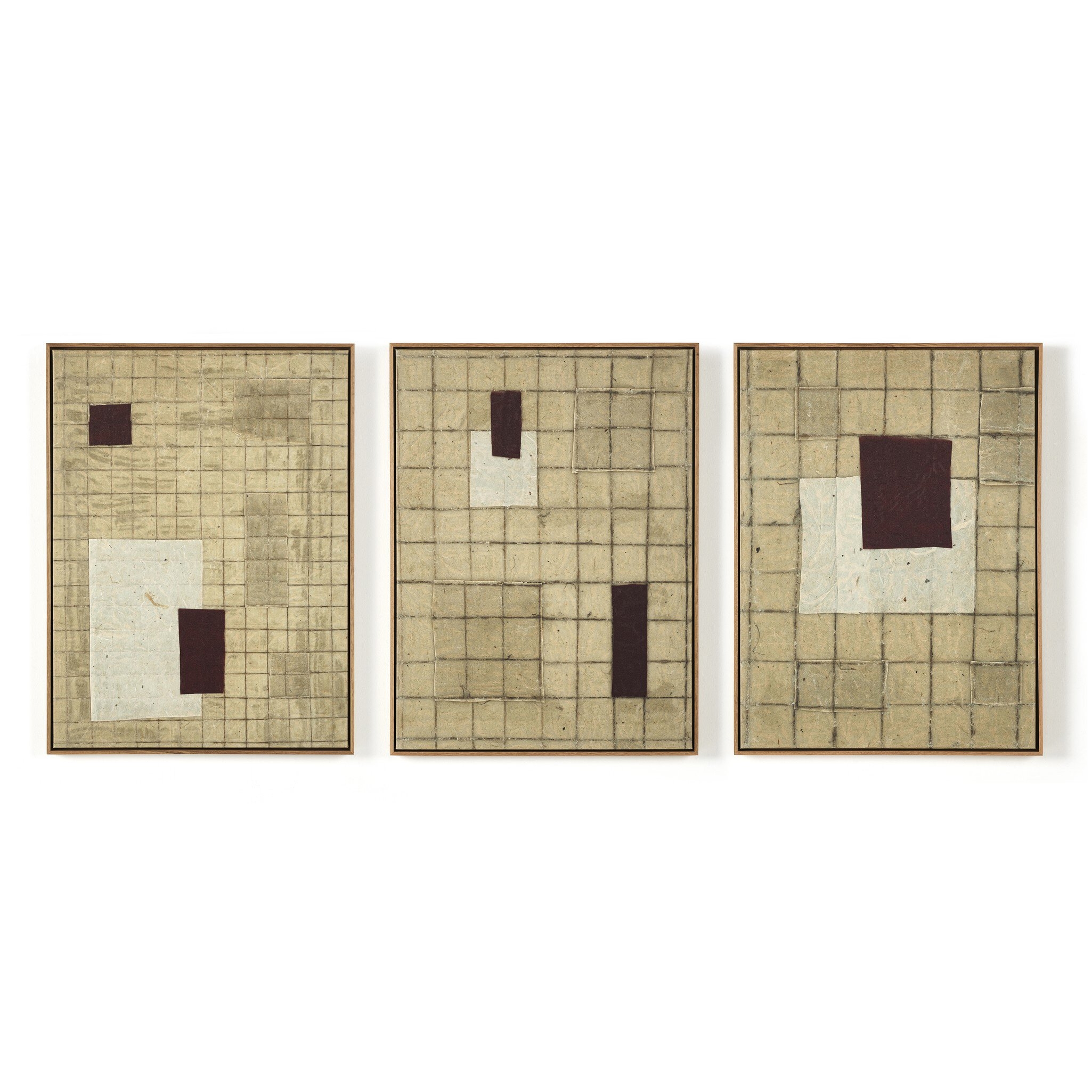 Seoul Triptych by Jade Dacay - Vertical Grain White Oak Floater - Image 0