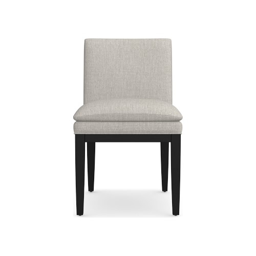 Laguna Side Chair, Standard Cushion, Perennials Performance Melange Weave, Oyster, Ebony Leg - Image 0
