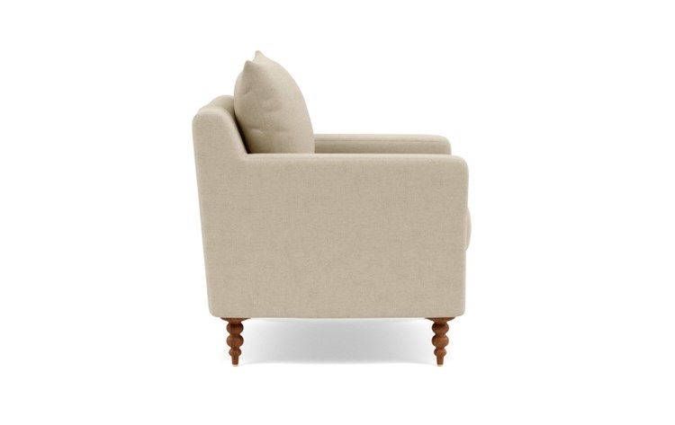 Sloan Petite Chair with Beige Oatmeal Fabric, down alternative cushions, and Oiled Walnut legs - Image 2