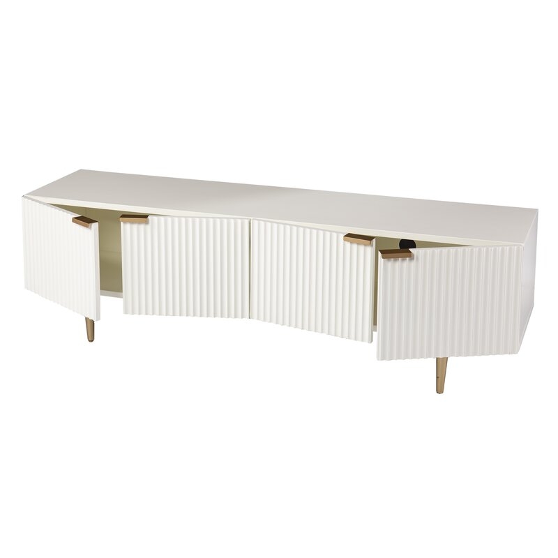 Pilston TV Stand for TVs up to 58", White & Gold - Image 1
