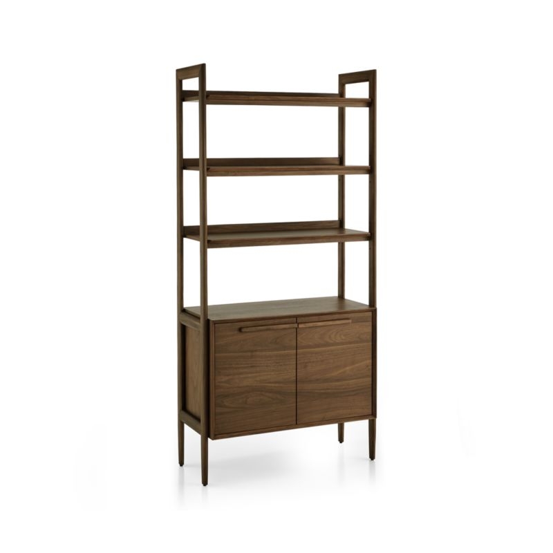 Tate Walnut Storage Bookshelf Cabinet (available Mid Feb) - Image 7