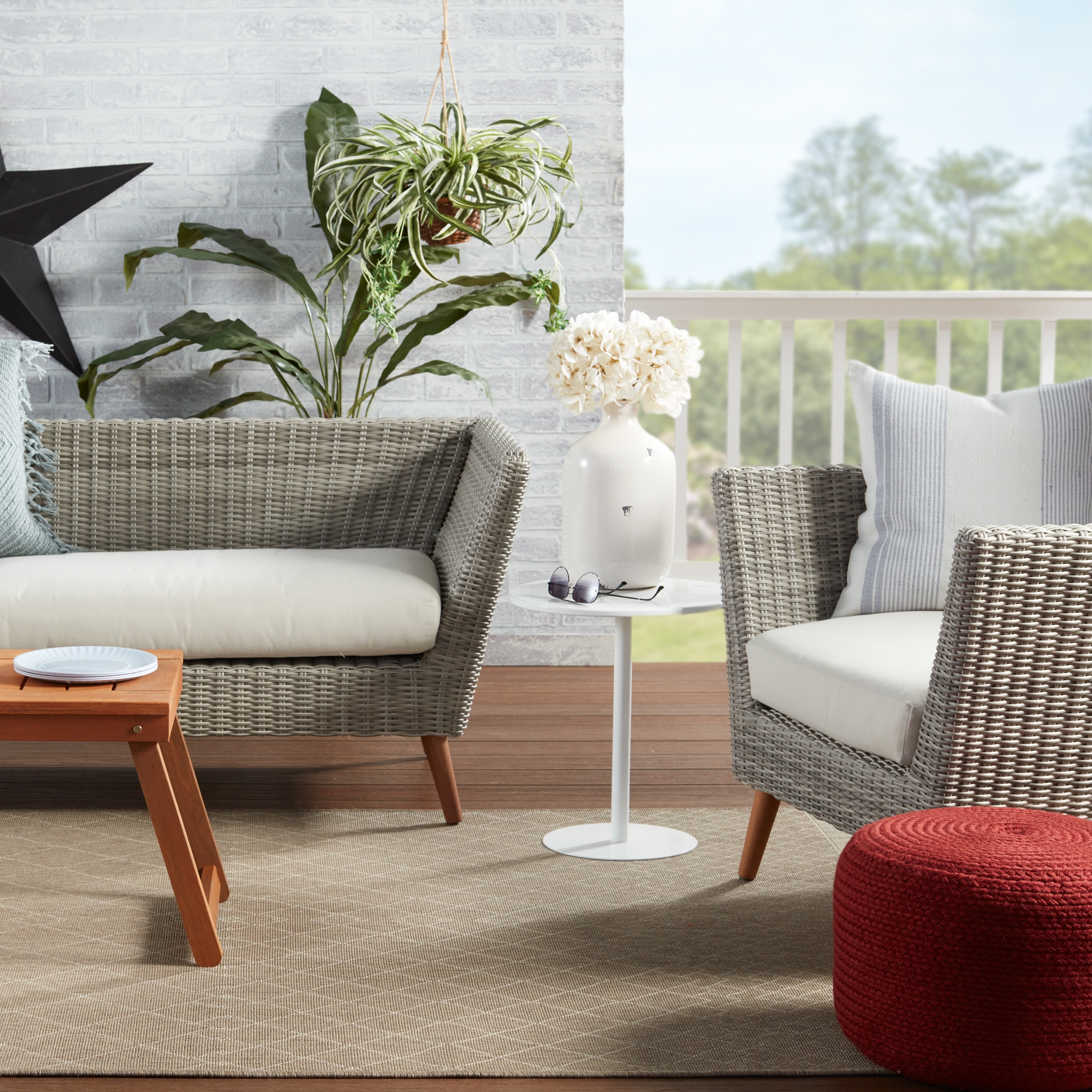 Vibe by Santa Rosa Indoor/ Outdoor Dark Red Cylinder Pouf - Image 4