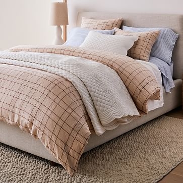 HTH Canyon Stripe Ruffle European Flax Linen Sheet Set, Standard Pillowcase Set, Blue Multi - Image 3