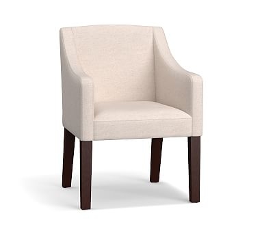 Classic Upholstered Slope Armchair with Espresso Legs, Basketweave Slub Oatmeal - Image 0