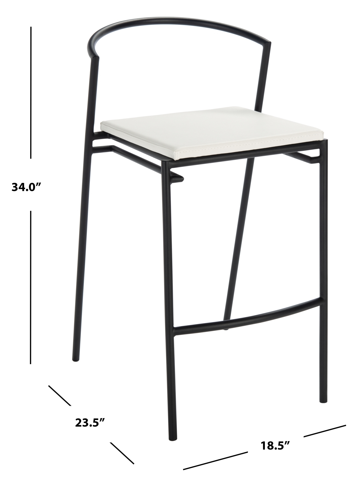 Knightley Counter Stool - White / Black - Safavieh - Image 8