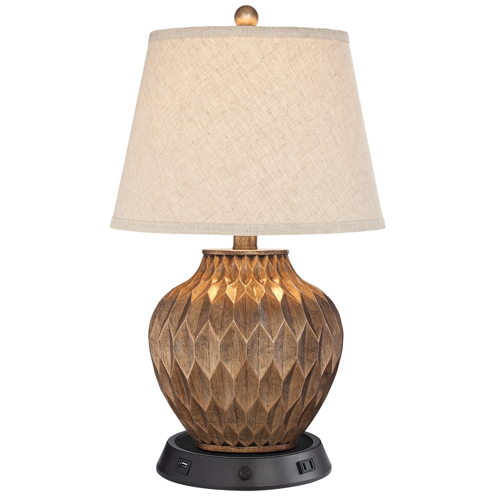 360 Lighting Buckhead 22" Bronze Lamp with Dimmer USB Workstation Base - Image 0