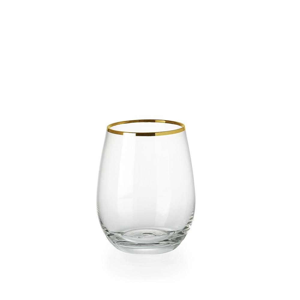 Metallic Rimmed Stemless Drinkware, Set of 4, Wine Glass - Image 0