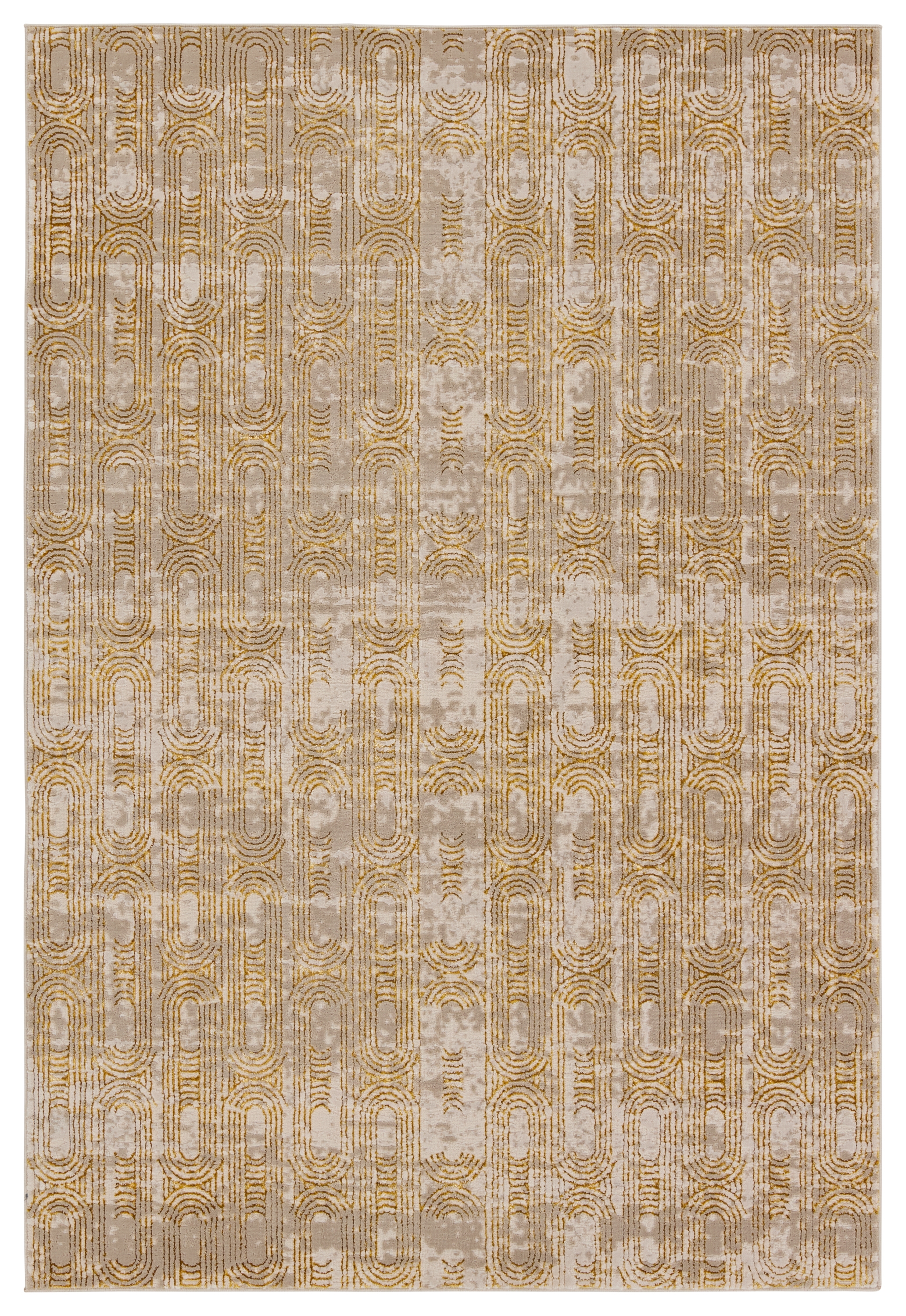 Gimeas Geometric Gold/ Taupe Area Rug (9'3"X13') - Image 0
