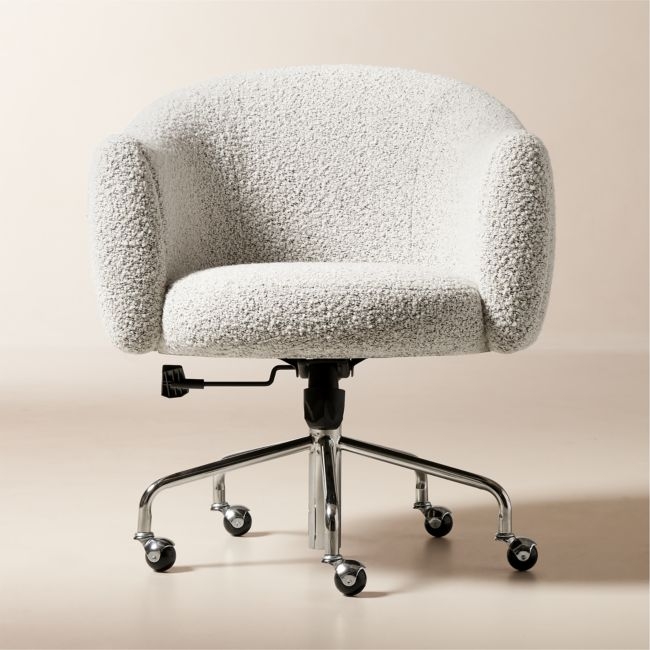 Ellessi Peppered Grey Boucle Swivel Office Chair - Image 0