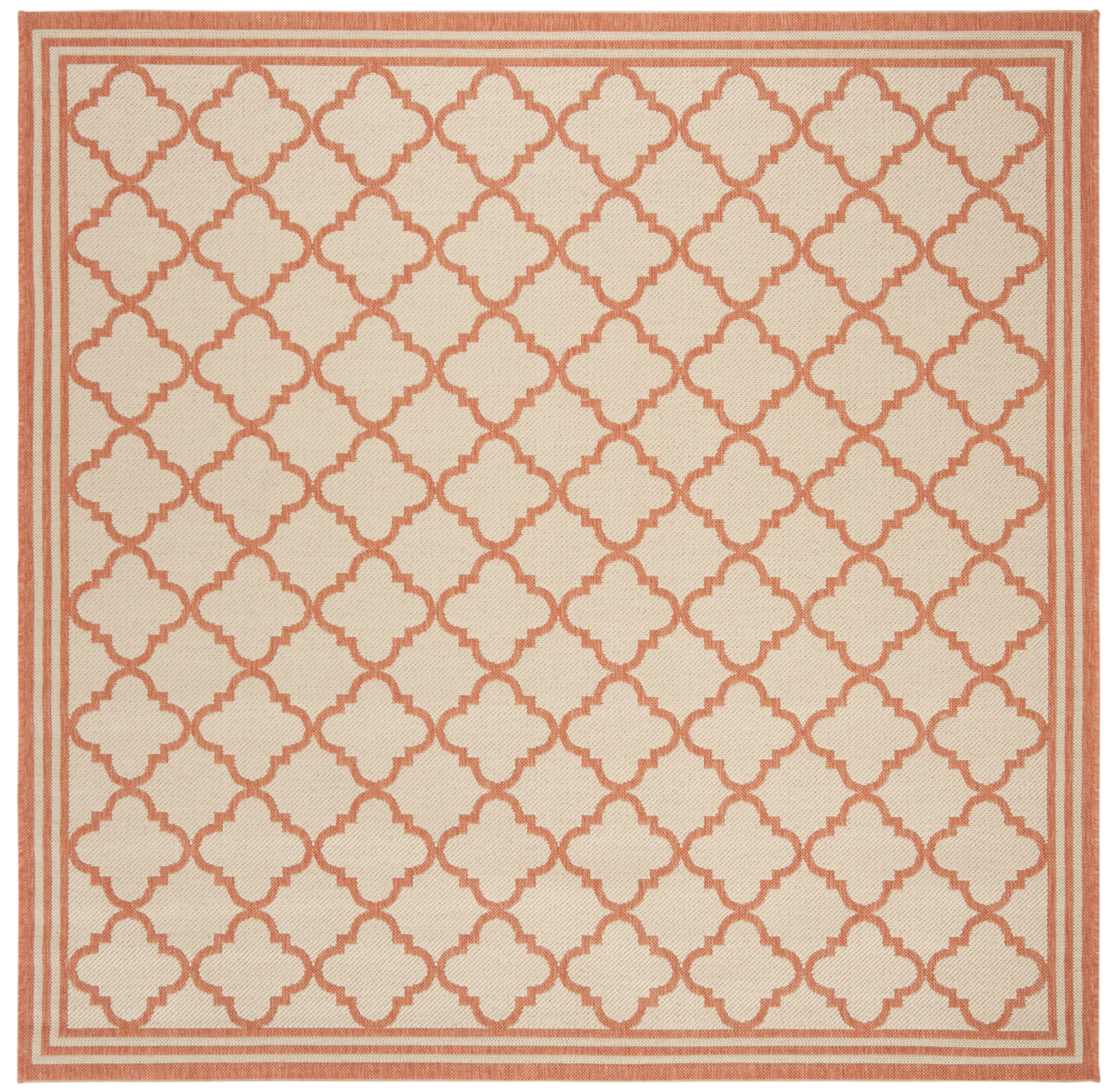 Arlo Home Indoor/Outdoor Woven Area Rug, LND121R, Cream/Rust,  6' 7" X 6' 7" Square - Image 0