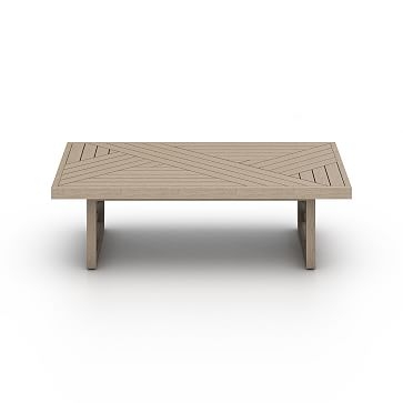 Linear Cutout Outdoor Coffee Table,Teak,Brown - Image 1