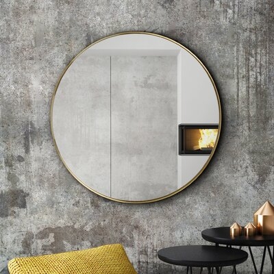 30 In. X 30 In. Ultra Round Brushed Silver Stainless Steel Framed Wall Mirror - Image 0
