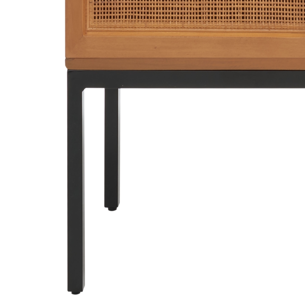 Zadie 2 Shelf Rattan Sideboard - Natural / Black - Safavieh - Image 3