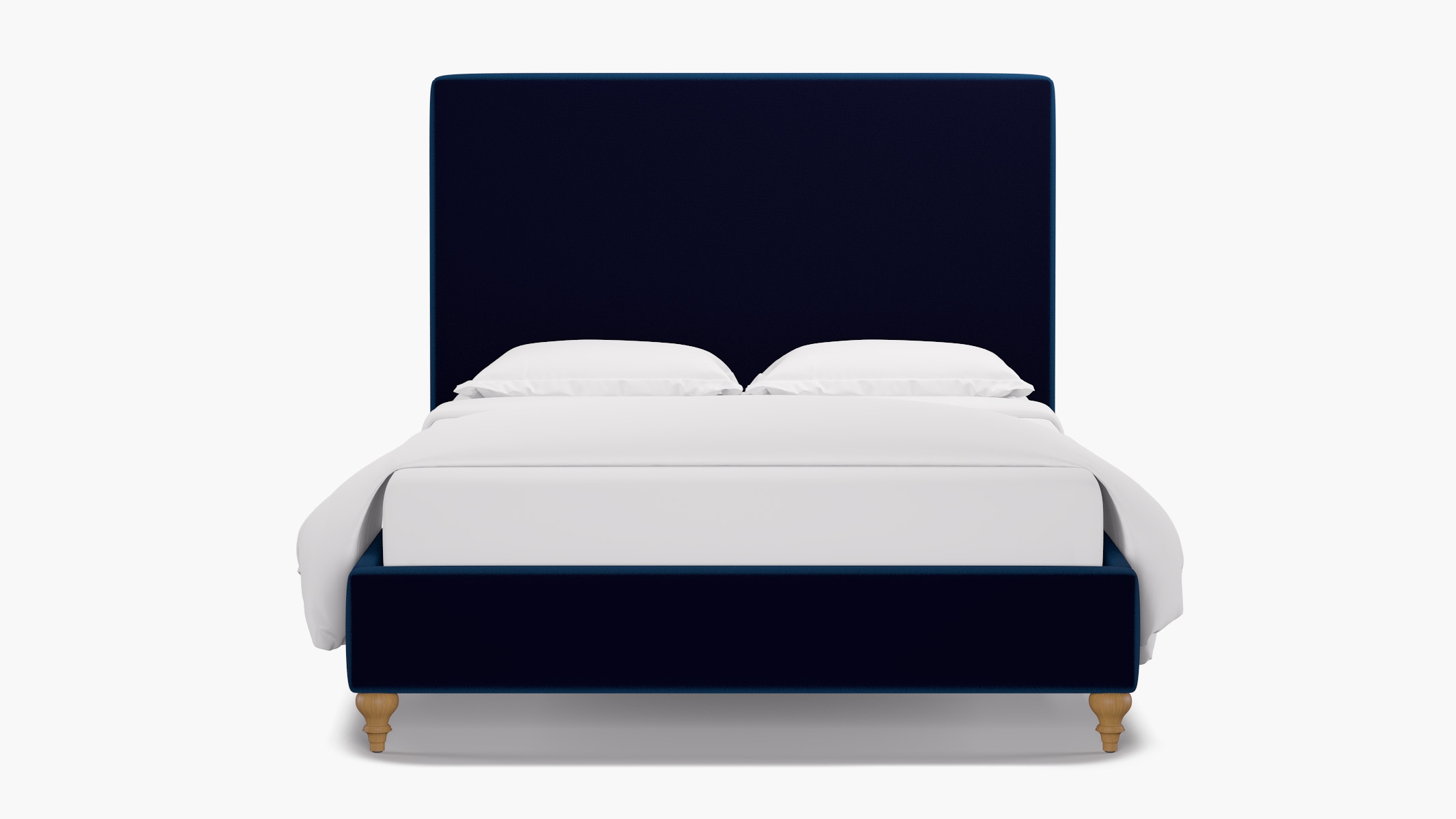 Classic Bed, Cobalt Performance Plush Velvet, Natural Traditional Turned Leg, Queen - Image 0