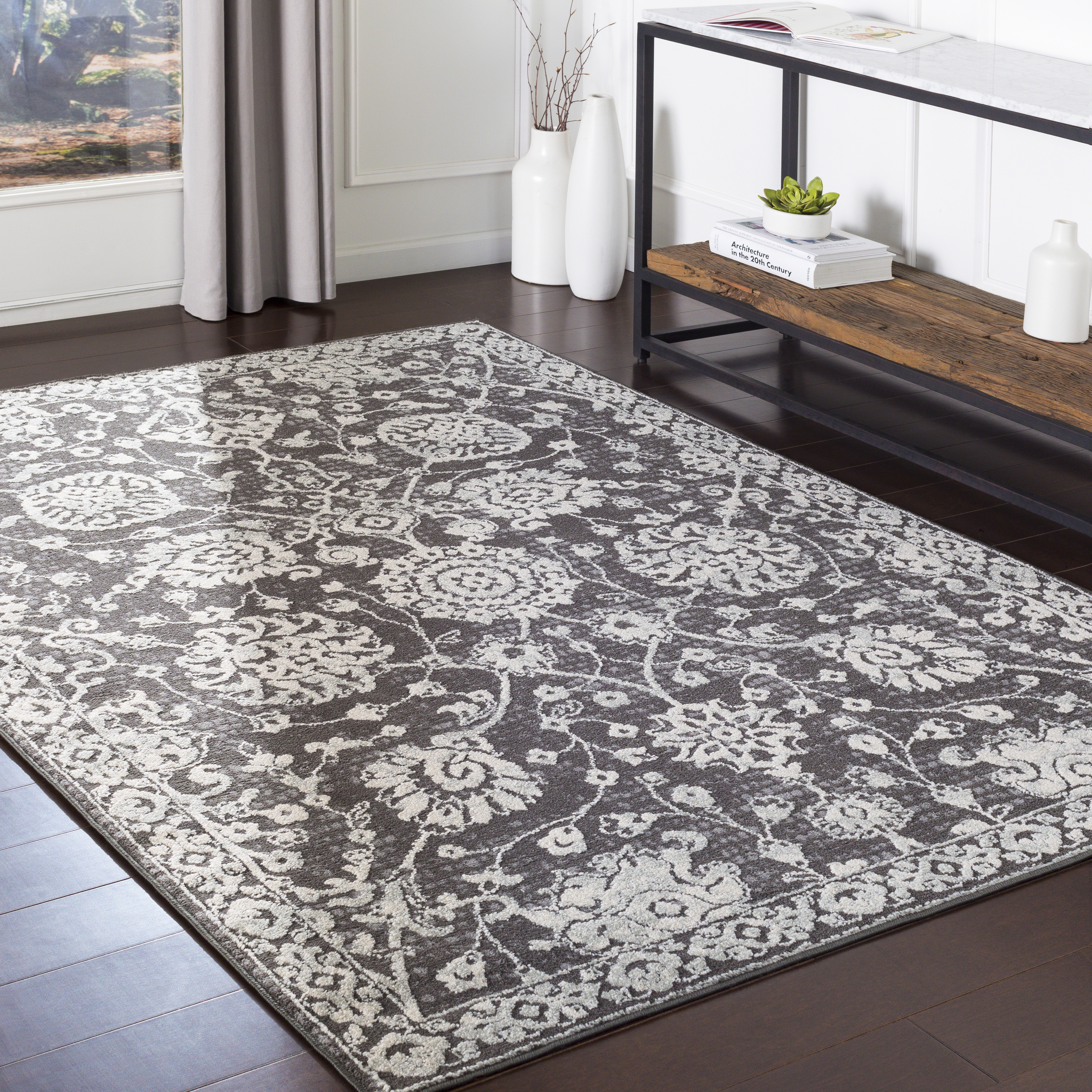 Bahar Gray Indoor 2' x 2'11" Machine Woven Rug - Image 1