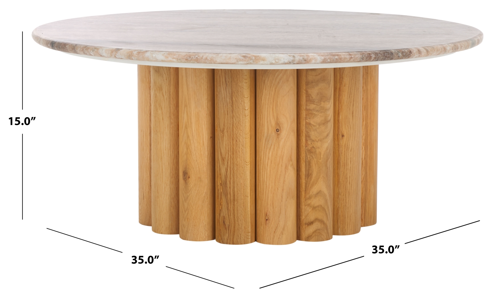 Roxiella Marble Coffee Table - Brown/Natural - Image 6