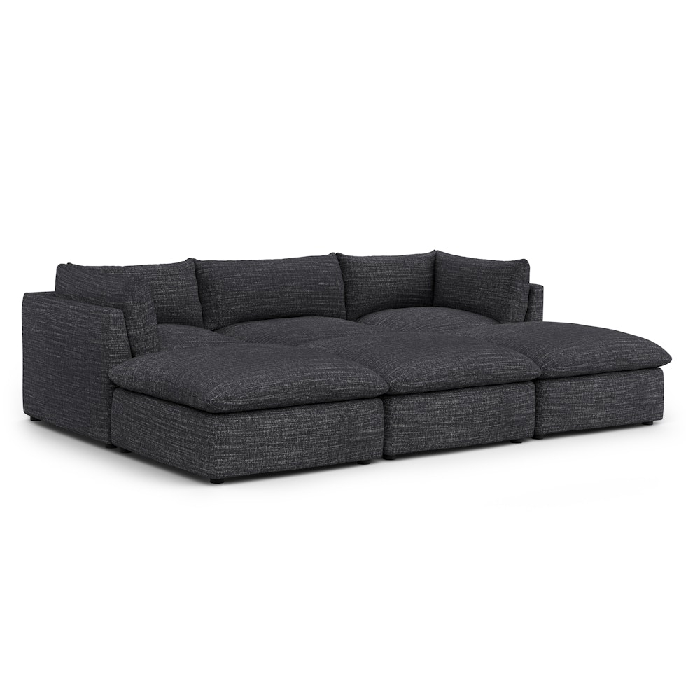 Leigh 121.5" Modular Open Pit Sectional - Napa Charcoal - Image 0