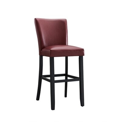 Od Upholstered Back Counter Height Bar Stool With Ebony Faux Leather Seat - Image 0