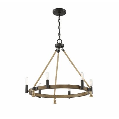 Paignt 6 - Light Candle Style Wagon Wheel Chandelier - Image 0