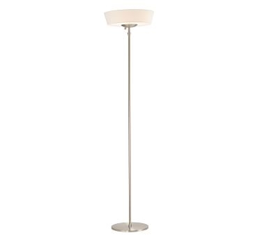 Lancer Linen Torchiere Floor Lamp, White - Image 1