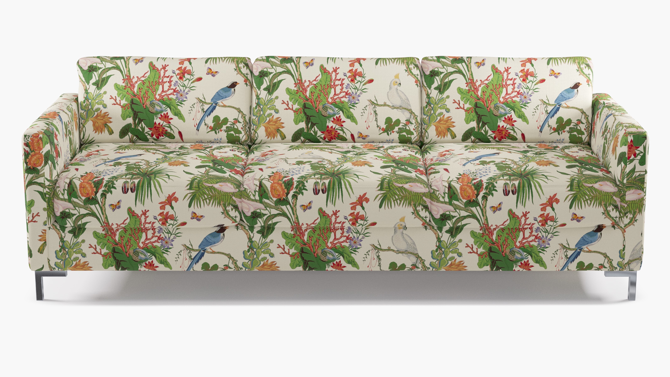 Modern Sofa, White Cinque Terra, Chrome L Leg - Image 0