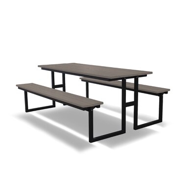 Latitude Run® Picnic Table - Black With Coastal Gray - Image 0