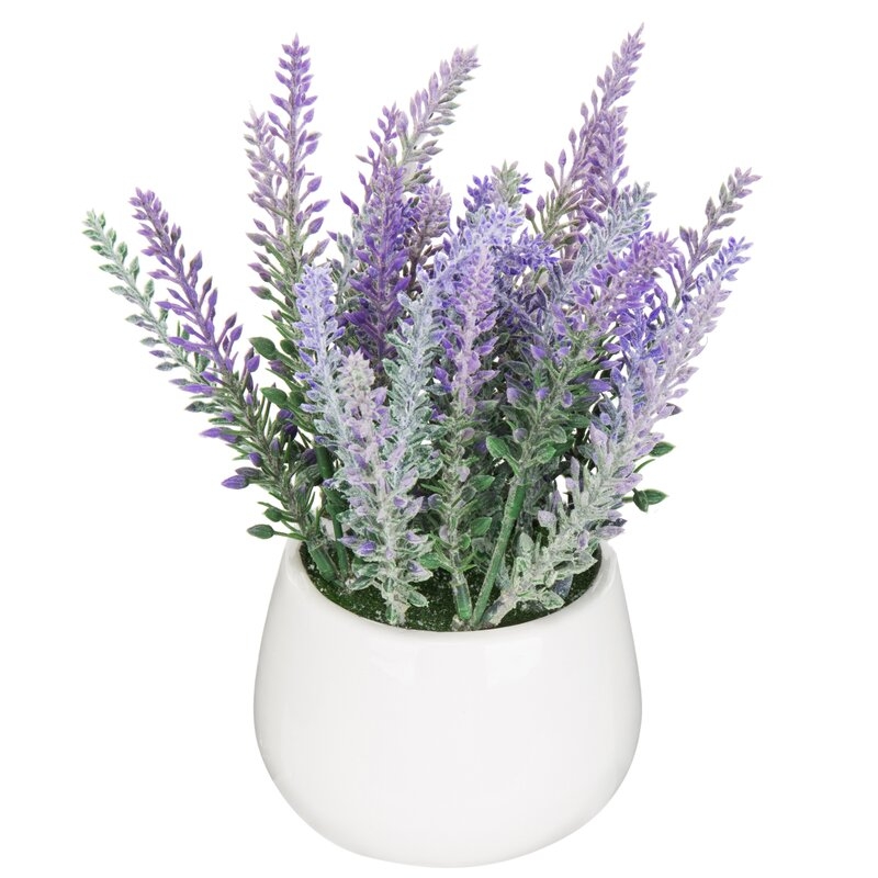 7'' Faux Flowering Plant in Ceramic Pot - Image 0