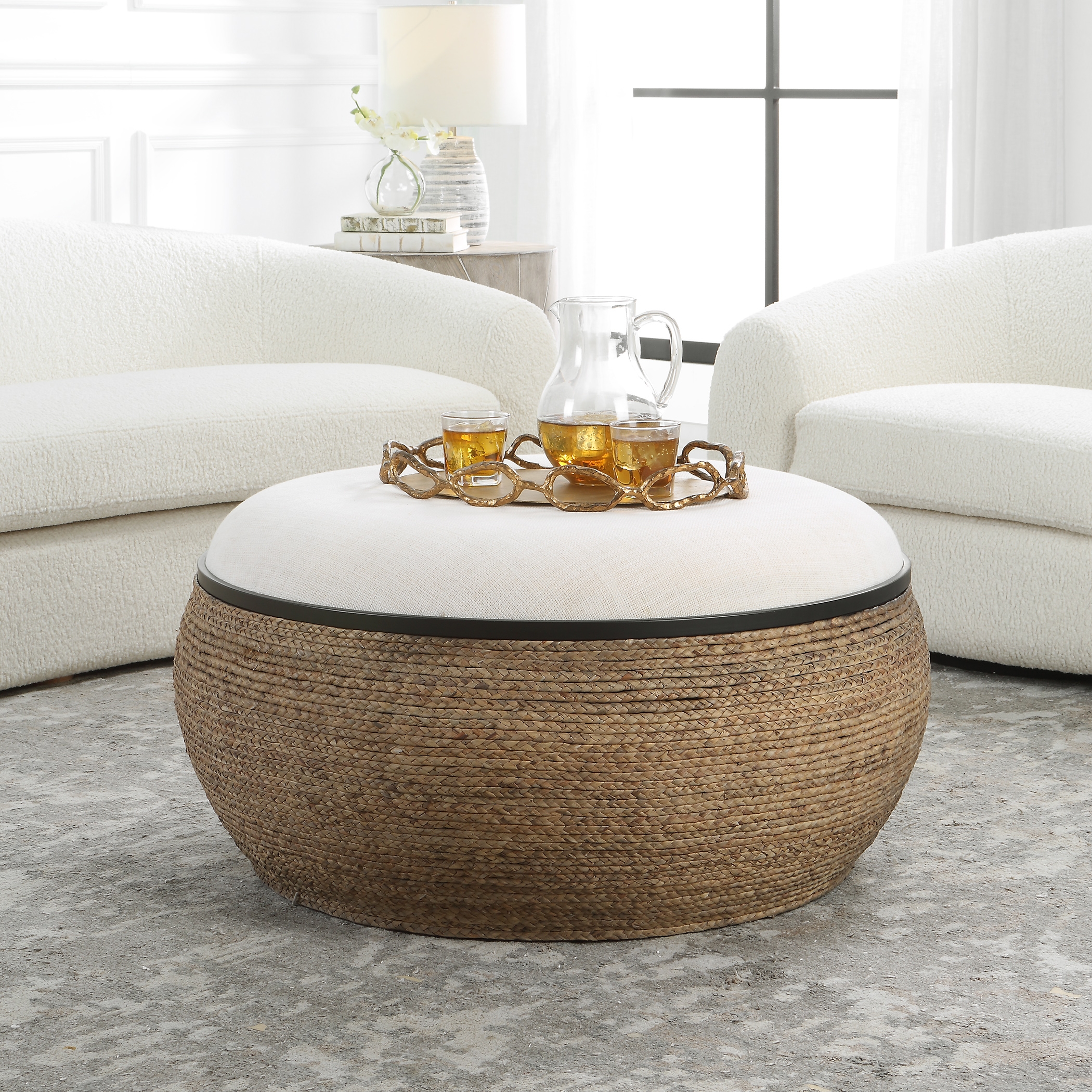 Island Straw Storage Ottoman / Coffee Table - Image 1
